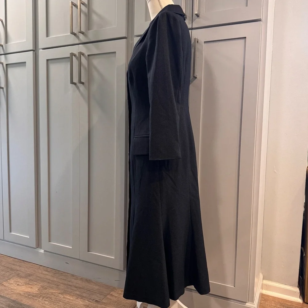 Teri Jon Rickie Freeman Charcoal‎ Gray Button Front Blazer Midi Dress Size 6